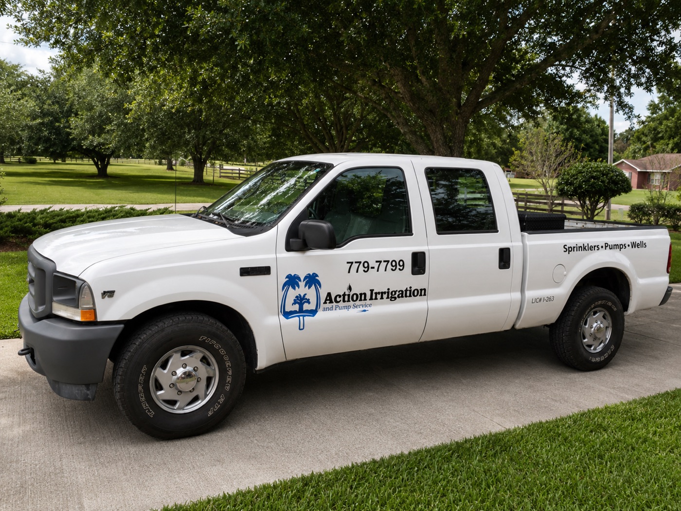 Action Irrigation work truck, Gainesville & Lake City FL